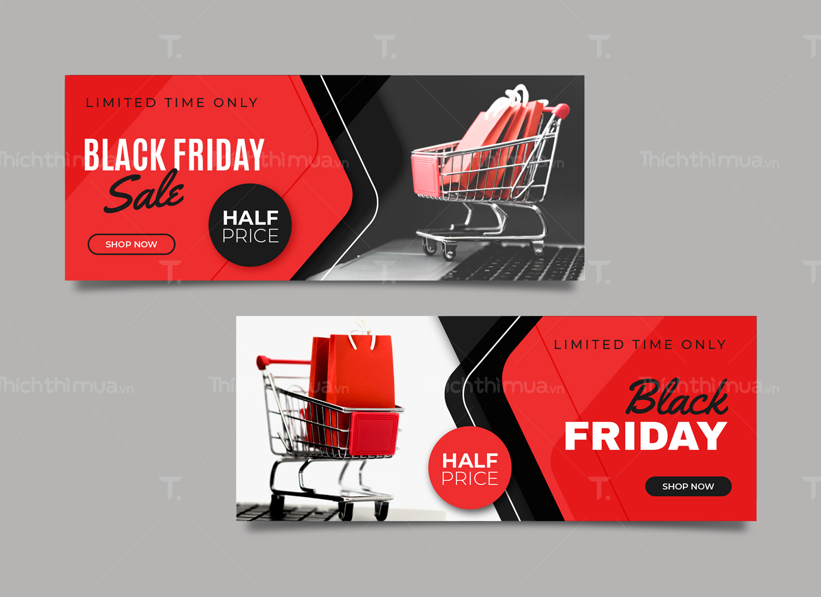 Phiếu giảm giá ngày black friday tông màu đen đỏ