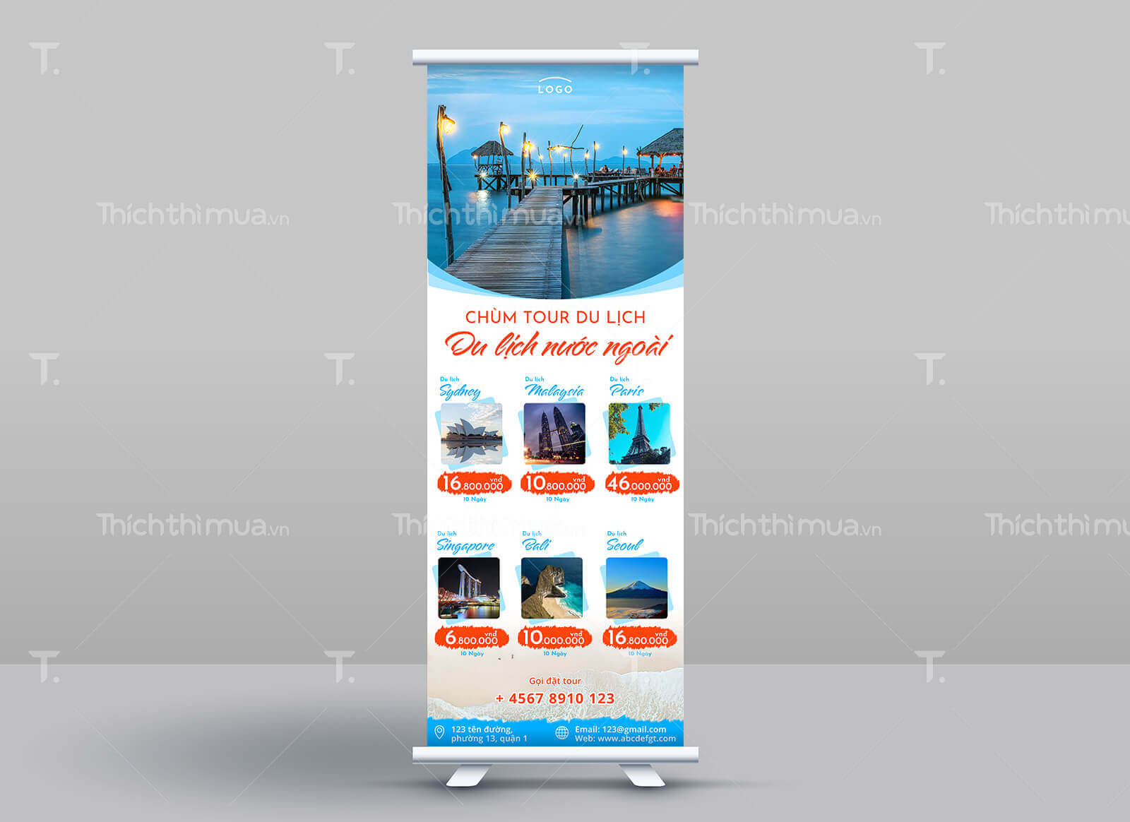 Standee giới thiệu tour du lịch nước ngoài